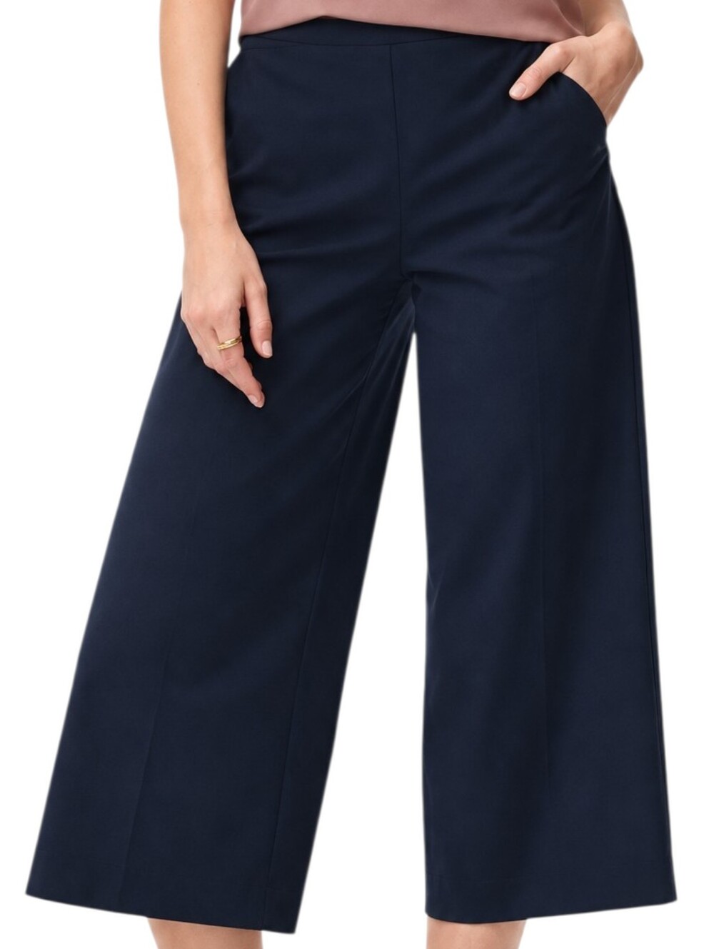Aritzia Babaton Manolo Pant Women 10 Navy Cotton Blend Wide Leg